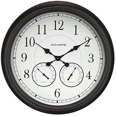 24-inch Wandklok met Thermometer en Hygrometer - Weathered Black