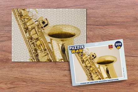 Puzzel Close-up van een gouden saxofoon - Legpuzzel - Puzzel 500 stukjes