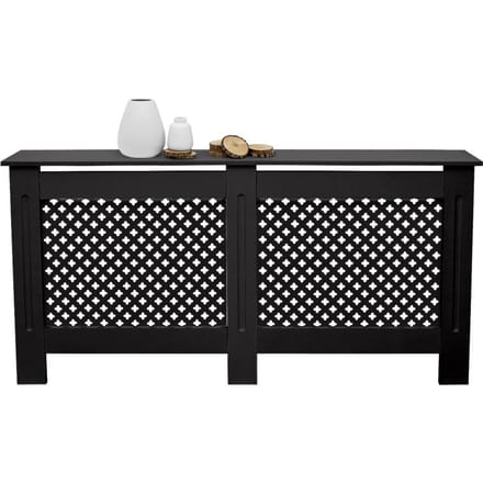 Radiatorpaneel 152x19x82 cm ruit zwart gemaakt van MDF