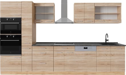 Vicco R-Line Complete keuken – 350 cm, WB Antraciet Sonoma/Goudkraft eik