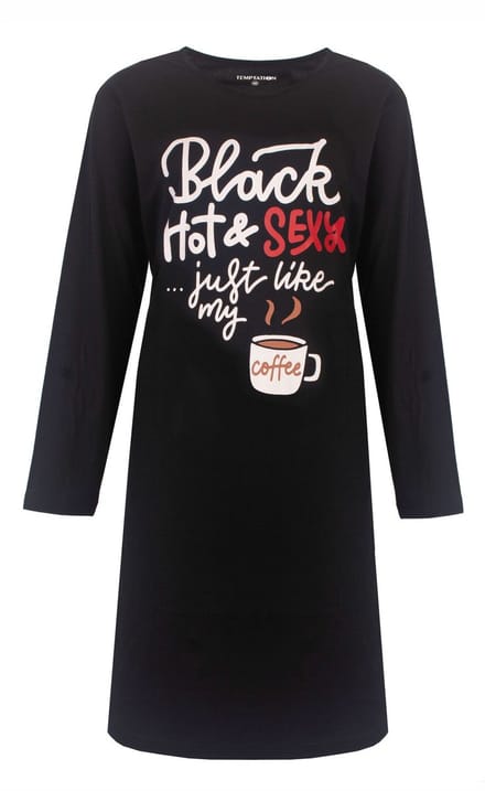 Temptation Dames Bigshirt - Lange Mouw - Zwart met Tekst - Maat M