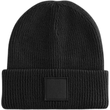 Kids Deep Cuffed Tonal Patch Beanie - Black - 3-8 YRS