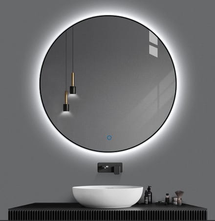 Badkamerspiegel Rond LED Mat Zwart 60 CM