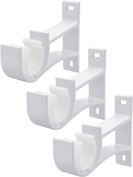Gordijnroede Houders - Roede Beugels - Ramen Decoreren - Met Plastic Gesp - Set van 3 - Wit