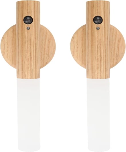 Houten wandlamp met bewegingssensor - Oplaadbare draadloze nachtlamp voor binnen