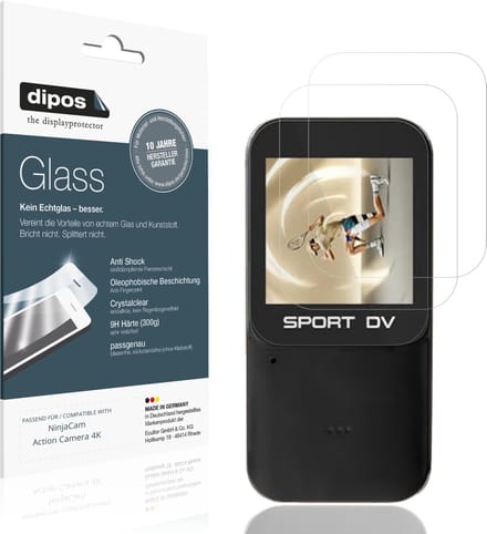 dipos – 2x Pantserfolie geschikt voor NinjaCam Action Camera 4K | 9H Screenprotector