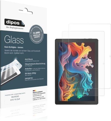 dipos – 2x Matte Pantserfolie geschikt voor MUISOO A10 10 Zoll | 9H Screenprotector