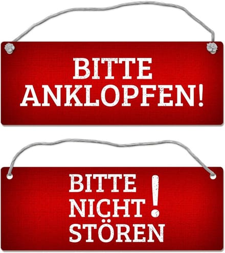 Rood niet storen bord - omkeerbaar met koord