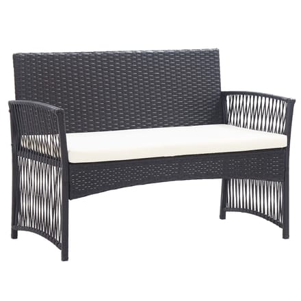 vidaXL - 4-delige - Loungeset - met - kussen - poly - rattan - zwart