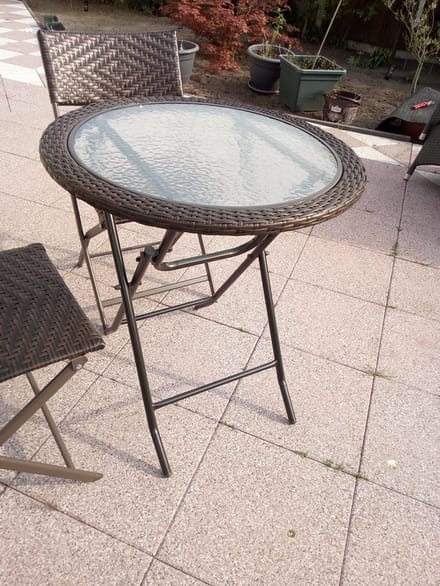 TU18-XX : Bruin polyRotan tuin/balkon set, inklapbare ronde tafel & 2 stoelen