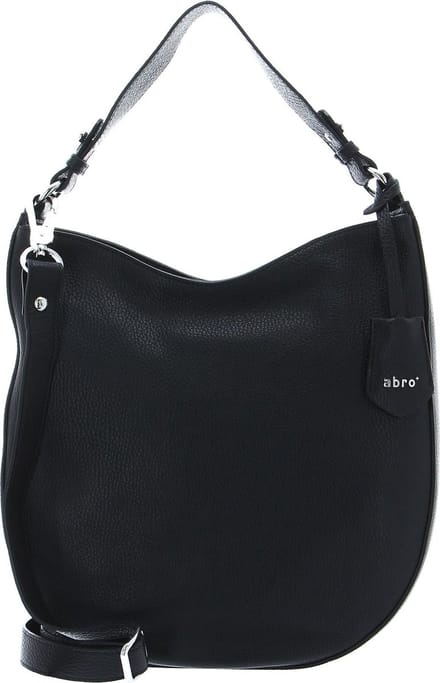 abro Leren Schoudertas Leather Adria Hobo Bag Ay Black / Nickel Zwart