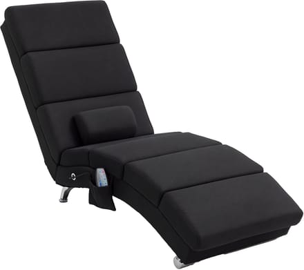 HOMCOM-Relaxliege mit Massagefunktion-Polyester, Stahl-168L x 56B x 84H cm-Schwarz