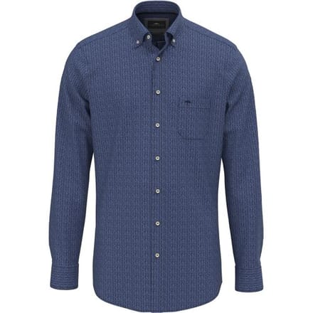 Fynch-Hatton Overhemd V Shape Structure Pattern Navy / male