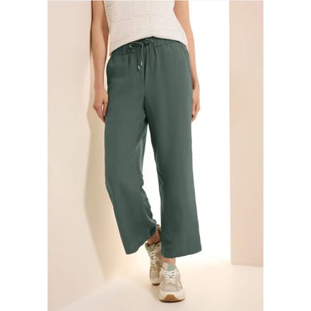 Wide Legs 7/8 broek van linnenmix