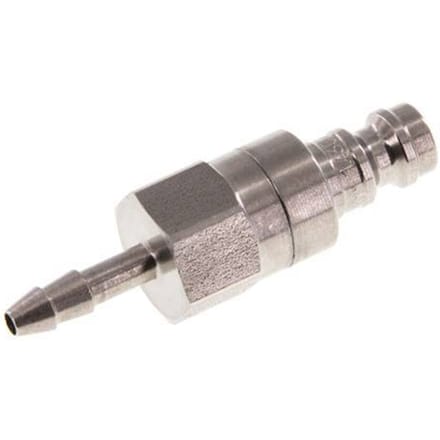RVS DN 5 Luchtkoppeling Insteeknippel 4 mm Slangpilaar Double Shut-Off