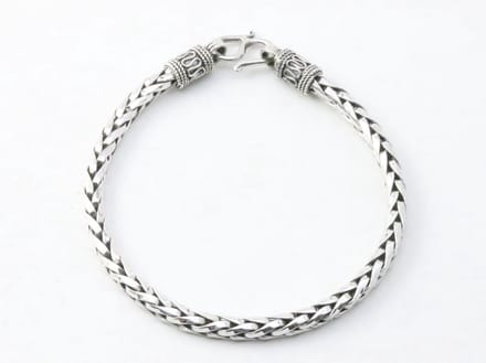 Bewerkte zilveren armband met vossenstaart schakels - lengte 22
