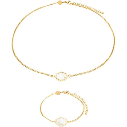 Halsketting en armband van Howlite voor dames Sloya Hexalia