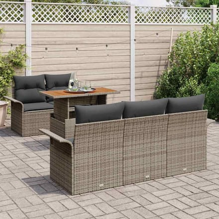 vidaXL - Tuinbank - Set - 6 - st - Grijs - poly - rattan