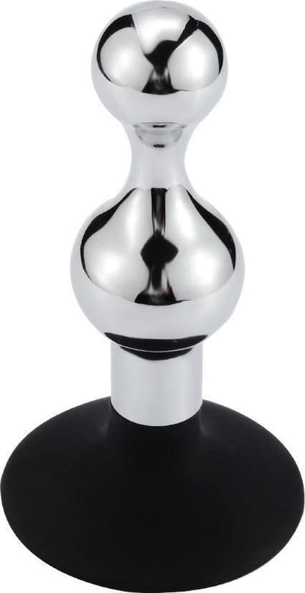 Buttplug aluminium in zandloper-vorm met zuignap