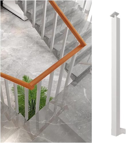 Vloerstaande Leuningpaal - Veiligheidsleuning - Trappen Beveiligen - Verstelbare Hoek - 4x4cm Paal - Wit