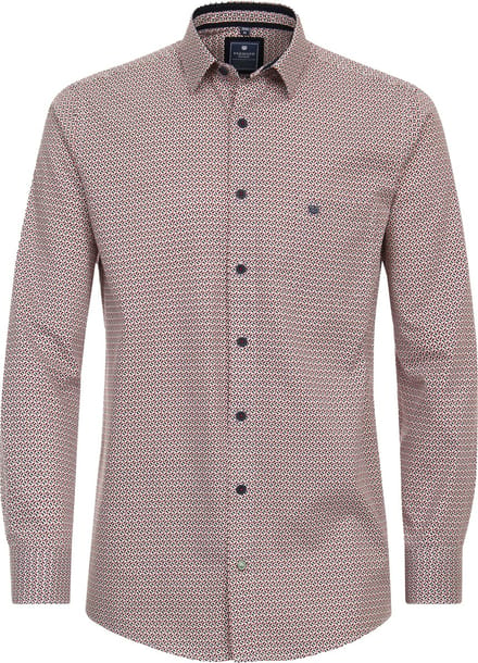 Redmond comfort fit overhemd - popeline - rood dessin