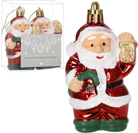 Springos Kersthanger | Kerstman | Kerstboomhanger | Wit | Glitters | Kunststof | 8 cm | 2 Stuks