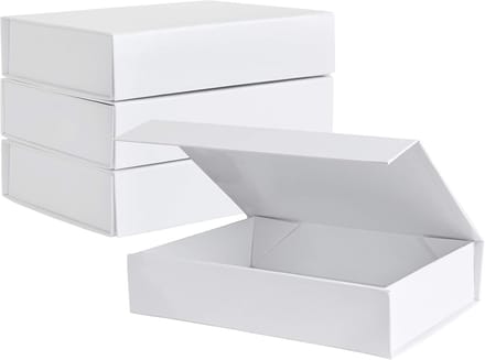Witte harde geschenkdozen met magnetische sluiting - rechthoekig, 17,8x12,7x4,1 cm