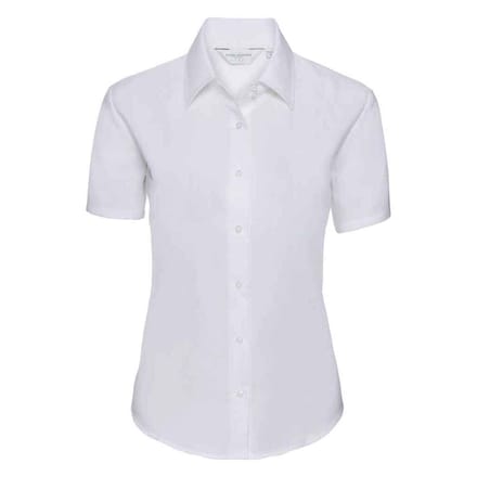 Russell Collection Dames/Dames Oxford Overhemd Met Korte Mouwen (Wit)