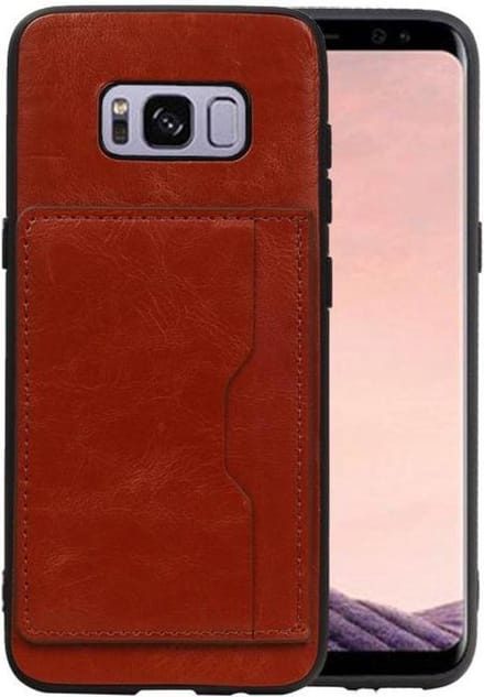 Bruin Staand Back Cover 1 Pasje Hoesje voor Samsung Galaxy S8
