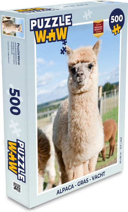 Puzzel Alpaca - Gras - Vacht - Legpuzzel - Puzzel 500 stukjes