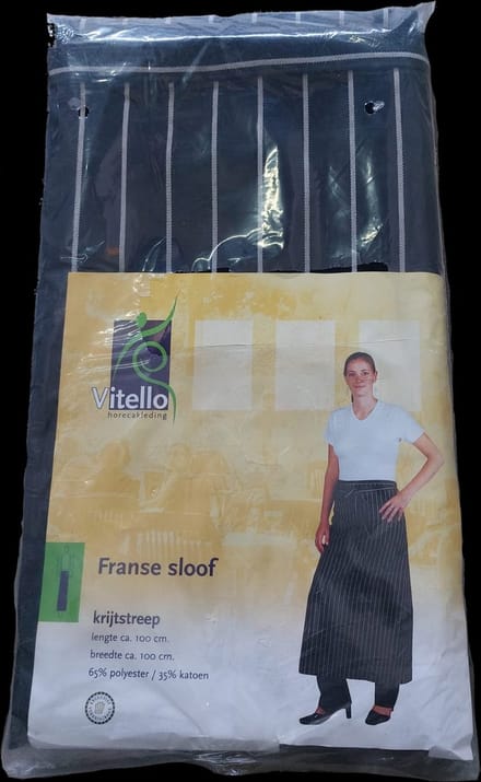 Franse sloof, Vitello krijtstreep zwart/wit 100cm lang