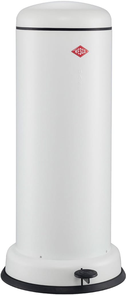 WESCO Big Baseboy Prullenbak met Soft Close | 30 Liter | Metaal - Mat wit | Pedaalemmer