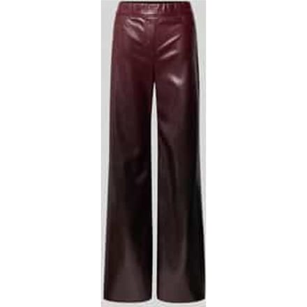 Wide fit stoffen broek in leerlook met siernaden