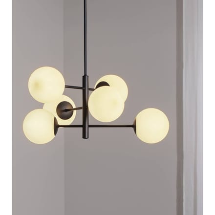Domiluce Aurora hanglamp, zwart, Ø 60 cm, 6-lamps, glas, E14