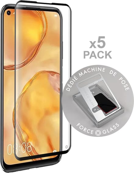 Force Case, Screenprotector geschikt voor Huawei P40 Lite - [5 Stuks] Tempered Glass 2.5D, Transparant