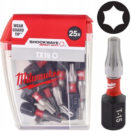 Milwaukee Shockwave Impact Duty™ schroefbits CD Tic Tac TX15 x 25 mm - 25 stuks - 4932430873