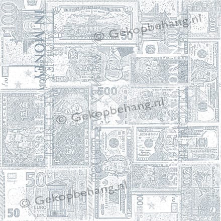 INGK Behang - Thomas - bankbiljetten blauw