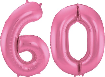 Folat Verjaardag Leeftijd folieballon - 60 jaar - roze - 86 cm - cijferballon groot