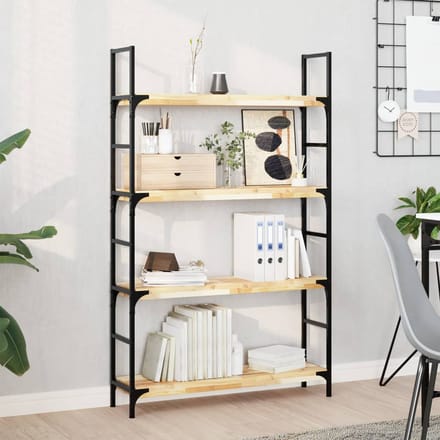 vidaXL - Wandschappen - 4 - st - zwevend - 80x20x4 - cm - onbehandeld - acaciahout
