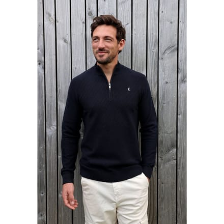 Kultivate Kn Crossed Zip Dark Navy Größe: XXL | Pullover Outlet | Herren | Blau