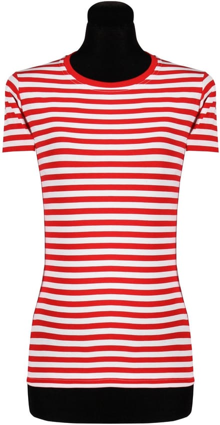 Dames gestreept shirt korte mouwen rood-wit – geschikt voor dagelijks gebruik