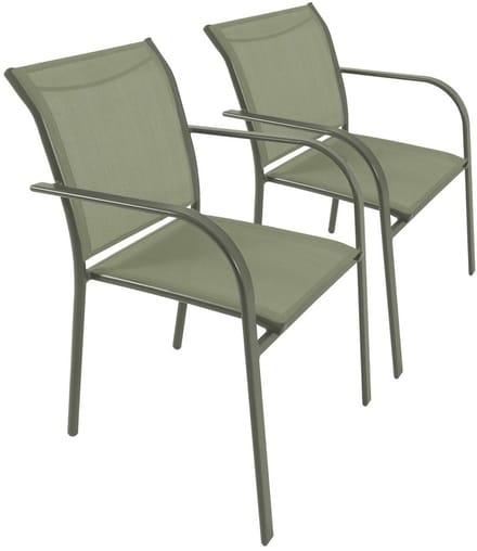 sweeek - Set van 2 tuinstoelen van aluminium en textileen 62 x 55 x 84 cm - amara