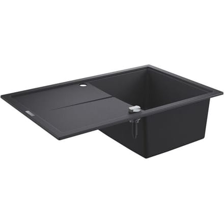 GROHE K400 Composiet Spoelbak - 78cm - Inbouw - Met overloop en automatische afvoer - Granite Black