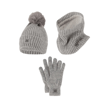 Heatkeeper - Thermoset dames - Handschoenen/Muts/Nekwarmer - 2-Pack - Grijs - Onesize
