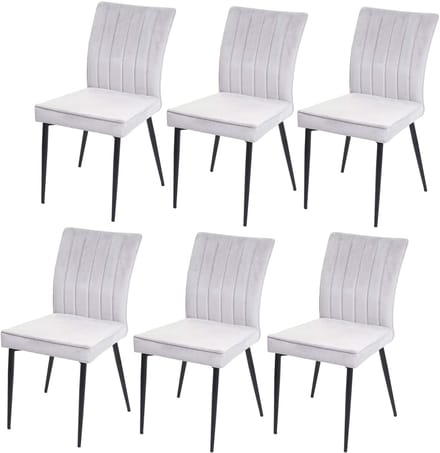 Set van 6 eetkamerstoelen MCW-K16, stoel keukenstoel, fluweel metaal ~ lichtgrijs