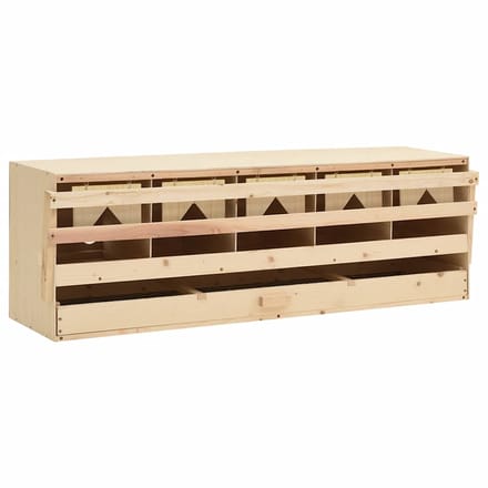 vidaXL - Kippenlegkast - 5 - compartimenten - 117x33x38 - cm - massief - grenenhout