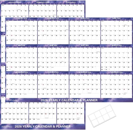 Grote Wandkalender 2026 - Jaarkalender Formaat 61x91 cm