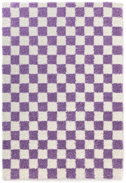 Checkerboard vloerkleed - Check ivoor/lila 200x300