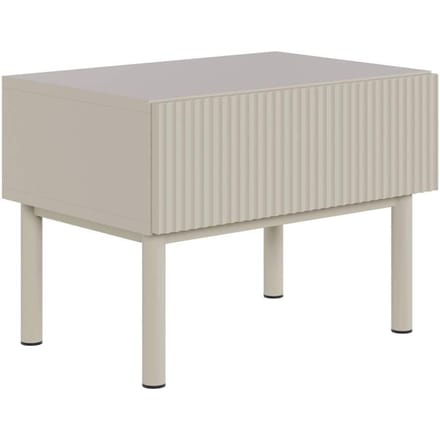 Selsey Veldio New – Nachtkastje met groefstructuur en lade, Greige, 50 cm