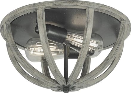 Feiss LED Plafondlamp Allier | 2X E27 Max 60W | Dimbaar | Weathered Oak Wood/Antique Forged Iron